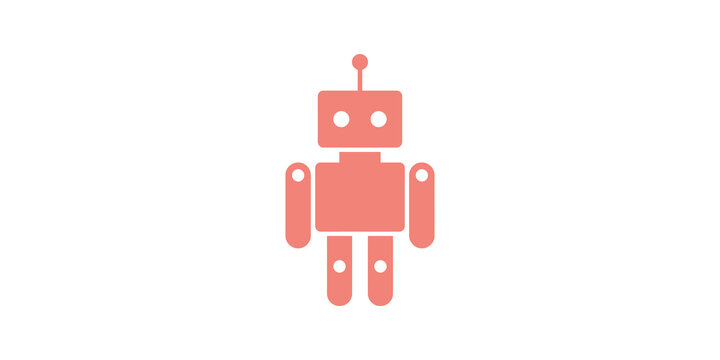 Peach colored robot icon for advanced technology and innovation branding.