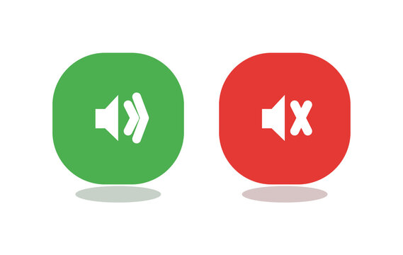 Sound and mute icons isolated on transparent background