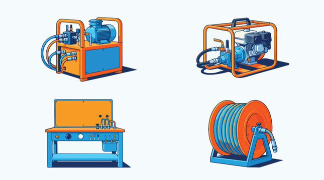 Industrial Pressure Washers and Hose Reels Set