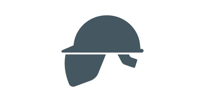 Construction safety helmet dark gray flat icon for industrial work protection.