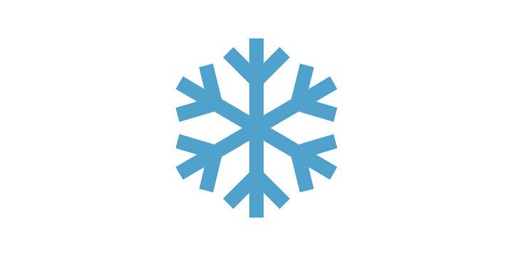 Blue snowflake winter icon flat vector graphic for seasonal weather design.
