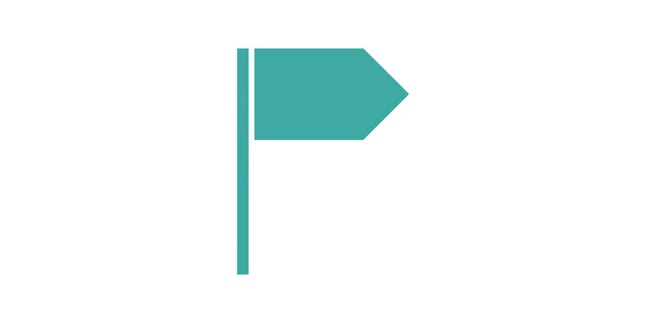 Turquoise flag marker flat icon for location map point navigation system.