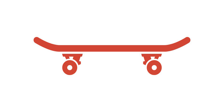 Red skateboard flat icon isolated on transparent background for sports.