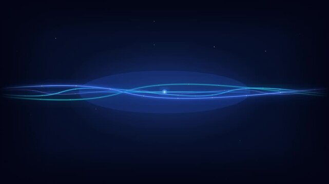 Abstract blue light waves background, with glowing particle, energy flow and, digital data stream motion