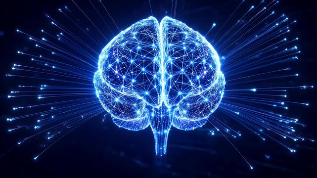 Glowing digital artificial intelligence brain network