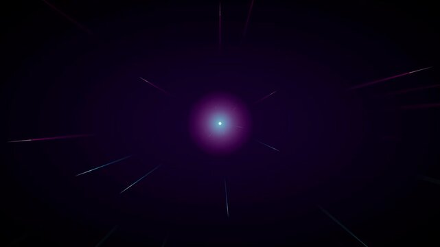 Abstract hyperspace warp tunnel with glowing purple light and speed lines motion background