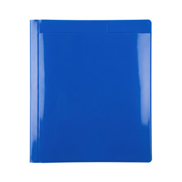 Blue plastic report presentation folder isolated