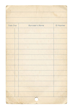 Vintage blank library book checkout card mockup