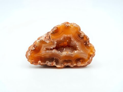 Rough amber crystal specimen with translucent golden-orange coloring and natural texture, isolated on white background for geological and mineral collection displays