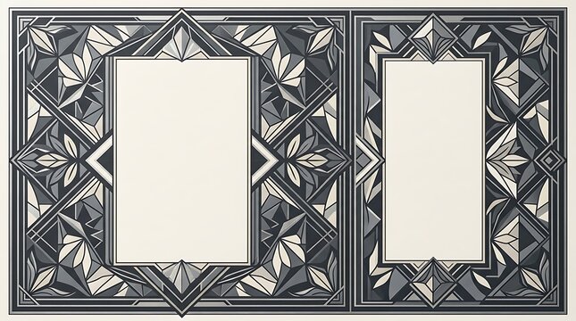 Art deco double frame with vintage geometric patterns