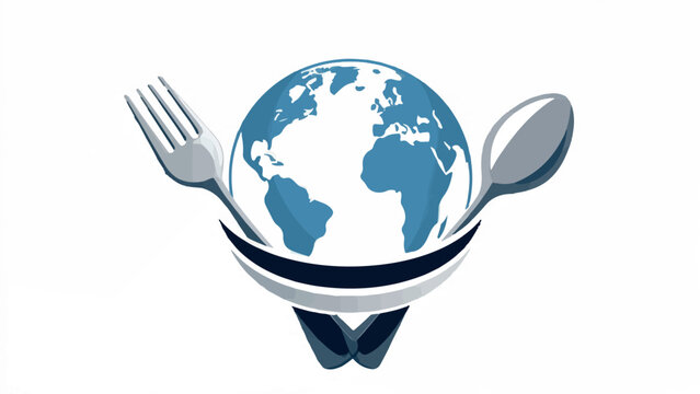 Global food and international cuisine logo design concept.