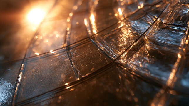 Textured Glass Surface Illuminated with Warm Light