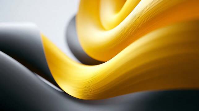 Abstract 3D Flowing Yellow and Gray Waves Background