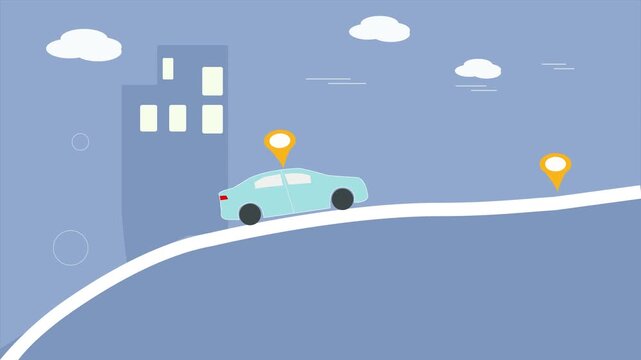 Vehicle track icon with digital device location, safety for local tracking concept, animation clip