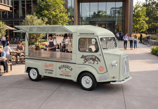 Vintage Food Truck PSD Mockups