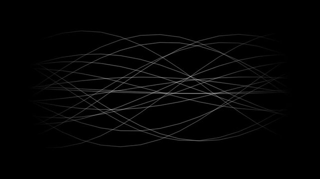 Abstract black and white chaotic line pattern on dark background