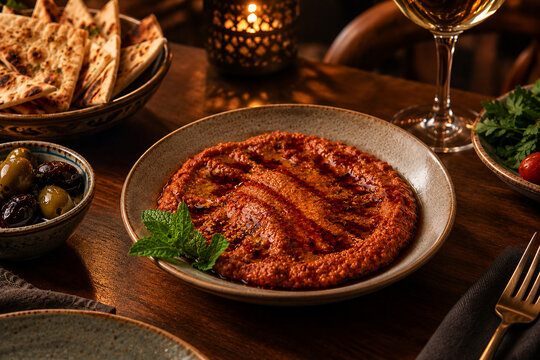 Muhammara &ndash; Traditional Middle Eastern Roasted Red Pepper and Walnut Dip