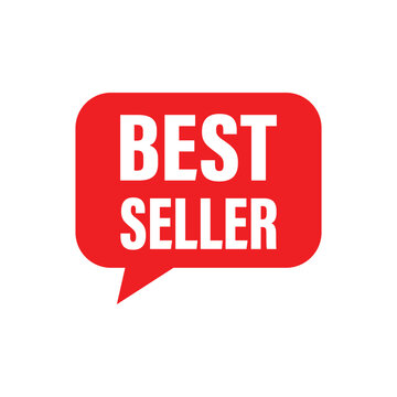 Red best seller speech bubble vector illustration badge for product marketing and e-commerce advertisements.