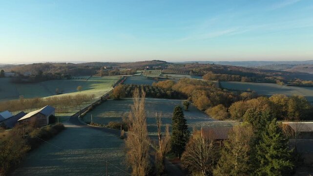 Aerial view of French countryside