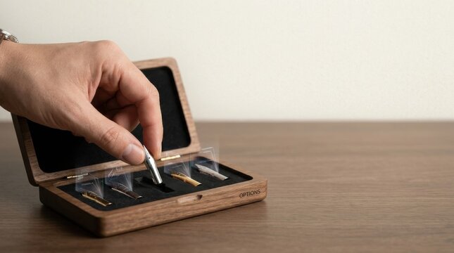 Human hand opening cigarette package to visualize strategic optionality committing to the one needed for current situation