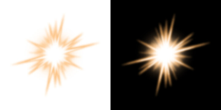 Orange sun burst light effect isolated on transparent background