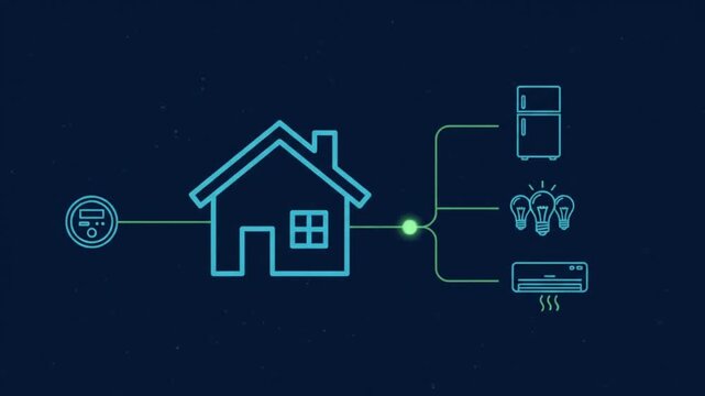 Generic Home Energy Systems Diagram Illustrating Household Appliances and Utilities