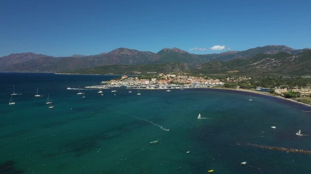 Aerial view of Saint Floren bay, Corsica, France