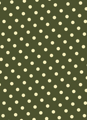 Cream Polka Dots on Olive Green Background © Annie