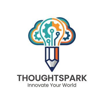 This logo combines a light bulb and pencil design, representing innovative thinking and creative ideas aimed at transforming the world through new solutions.