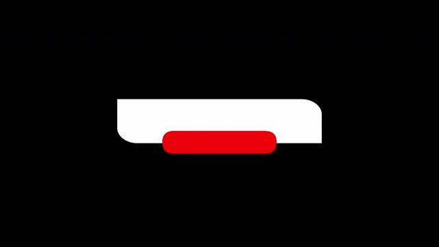 Minimalist lower third graphic featuring a rounded white rectangular title bar with a bold red accent pill on a black background