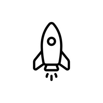 Simple rocket ship launch icon for startup business and innovation success concept