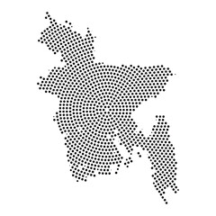 Obraz premium Dotted map of bangladesh with a radial pattern