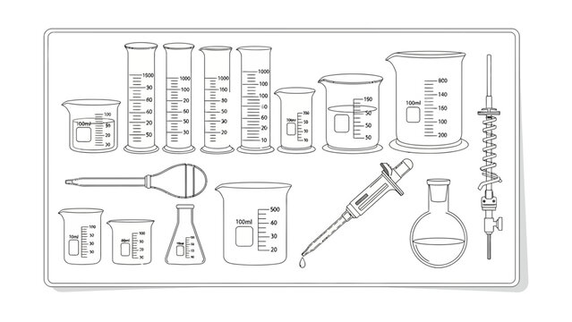 Collection of Laboratory Glassware - Beakers, Cylinders, Pipettes, Flasks, Burette