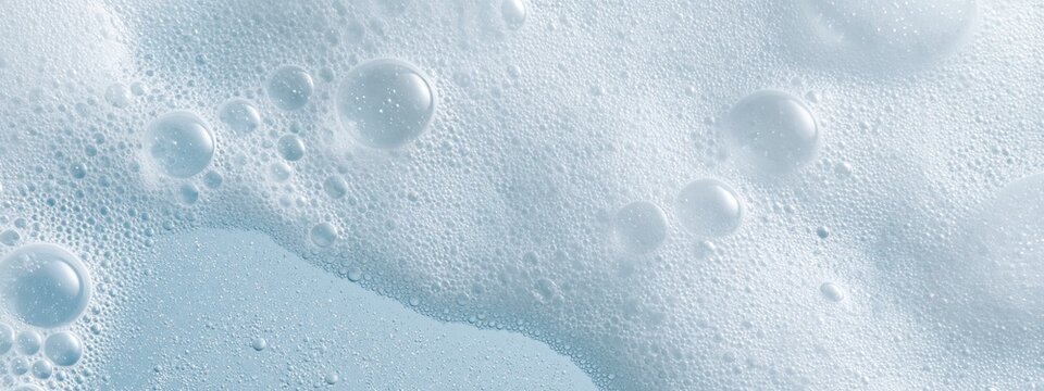 White soap foam and bubbles texture background for cosmetic product backdrop