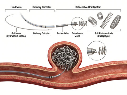 Endovascular Coiling System For Brain Aneurysm Embolization Microcatheter Diagram