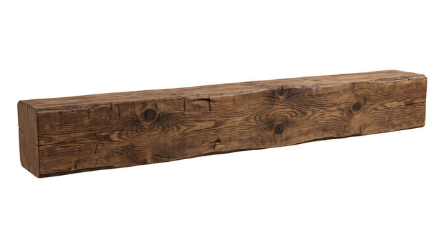 Rustic reclaimed wooden beam with natural texture as clean cutout