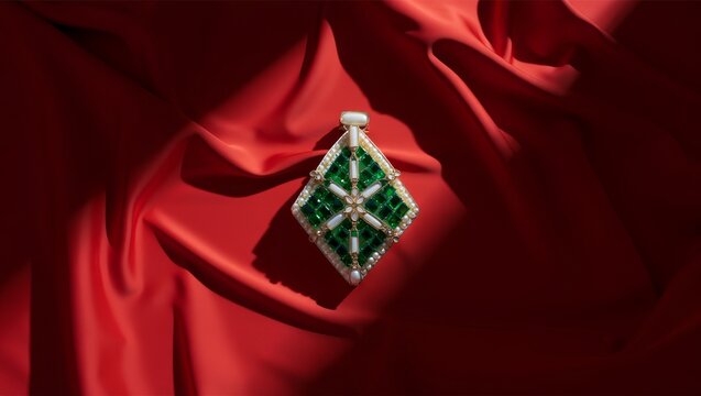 Exquisite Diamond Pendant on Luxurious Red Fabric