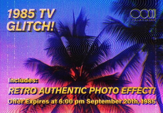 1985 TV Glitch Photo Effect For Poster And Social Media Design