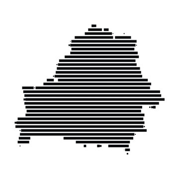 Stylized map of belarus made of horizontal black lines