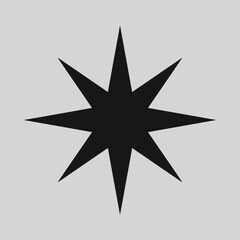 Fototapeta premium Sharp Black Eight Pointed Star Symbol on a Light Gray Background for Modern Graphic Design