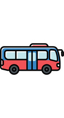 Fototapeta premium Modern City Bus Icon Vector Illustration - Red and Blue Public Transport Vehicle