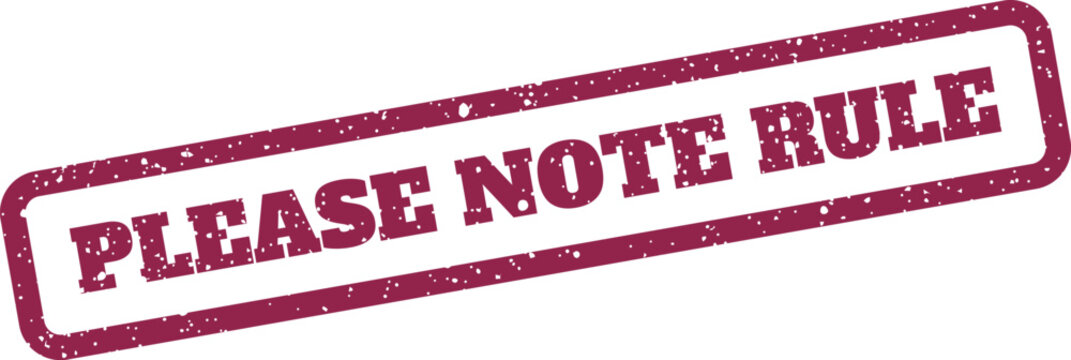 Please note rule rubber stamp ink impression with distressed vintage texture in rectangular frame icon