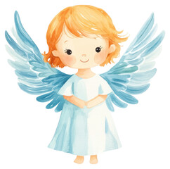 Fototapeta premium PNG Cute angel illustration watercolor art.
