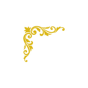 An intricate golden corner flourish on transparent background