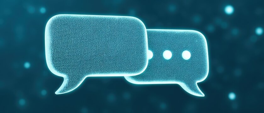 Innovative digital communication idea featuring illuminated chat bubbles symbolizing online discussions social media engagement and contemporary messaging technology