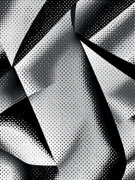 Seamless black and white morphing triangle halftone grid gradient pattern geometric background, white, texture