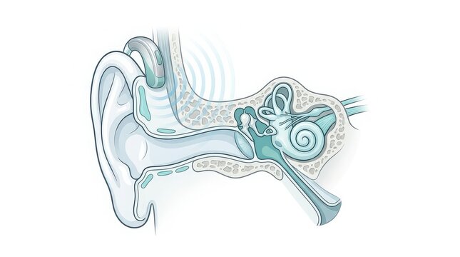 Diagram of a Cochlear Implant in the Human Ear standard conduction