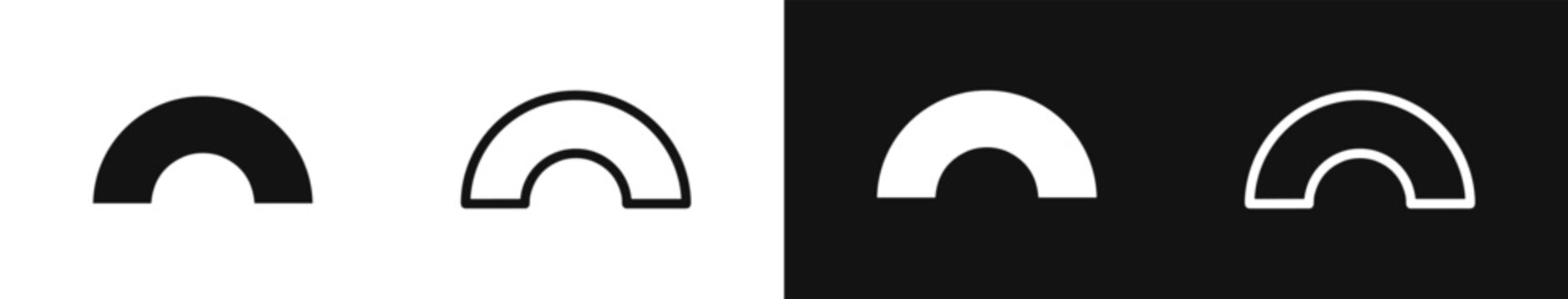 Arch Rainbow Vector Icon Set Simple Line and Solid Symbol