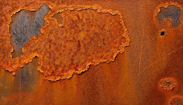 Corrosion Texture: A close-up view reveals the intricate patterns and textures of rust forming on metal, showcasing the beauty of decay and oxidation.