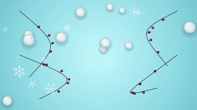 Molecular structure illustration with snowflakes background